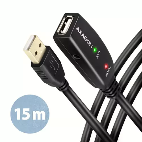 obrázek produktu AXAGON ADR-215, USB 2.0 A-M -> A-F aktivní prodlužovací / repeater kabel, 15m