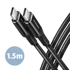 obrázek produktu AXAGON BUCM-CM15AB, HQ kabel USB-C <-> USB-C, 1.5m, USB 2.0, PD 60W 3A, ALU, oplet, černý