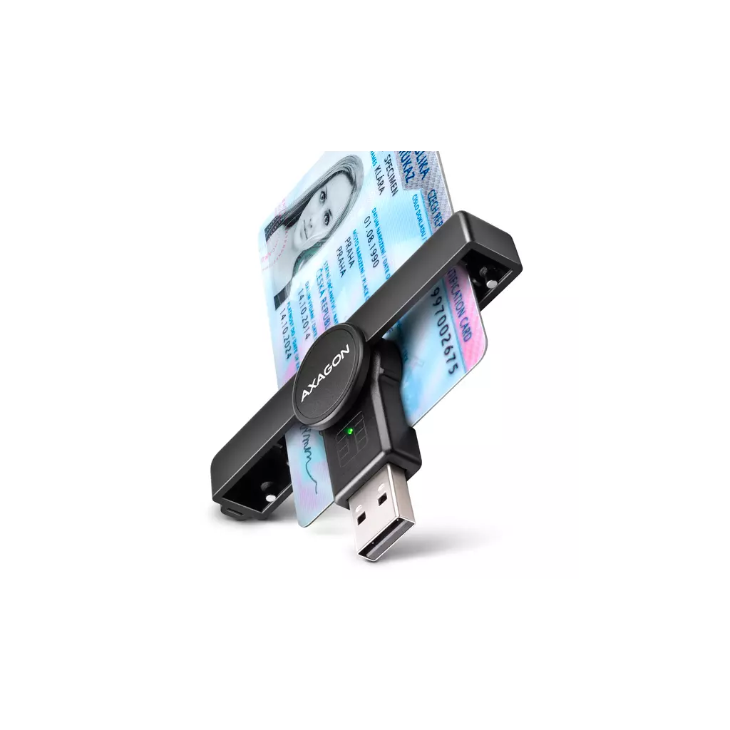 Obrázek produktu AXAGON CRE-SMPA, USB-A PocketReader čtečka kontaktních karet Smart card, (eObčanka, eID klient)