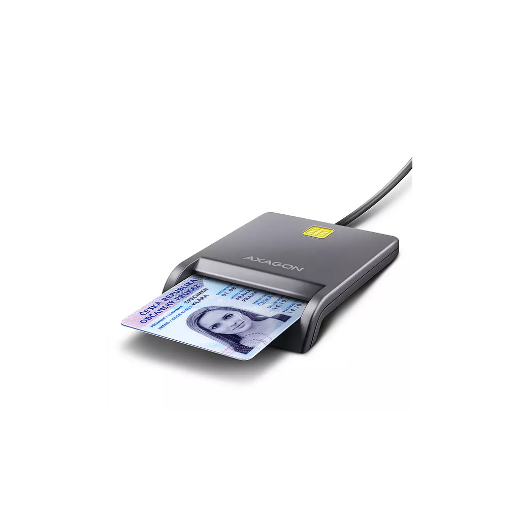 Obrázek produktu AXAGON CRE-SM3T, USB-A FlatReader čtečka kontaktních karet Smart card (eObčanka), kabel 1.3m