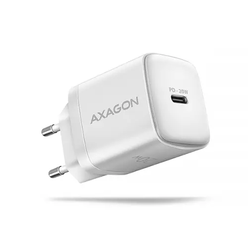 obrázek produktu AXAGON ACU-PD20W, nabíječka do sítě 20W, 1x port USB-C, PD3.0/PPS/QC4+/AFC/Apple, bílá