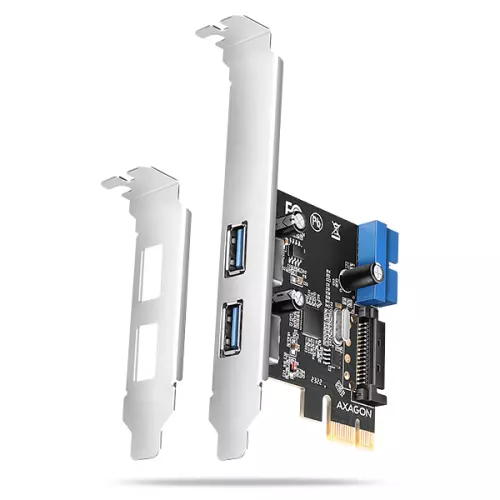 obrázek produktu AXAGON PCEU-232RS, PCIe řadič, 2+2x USB 5Gbps port, SATA napájení, Renesas PD720201, SP & LP