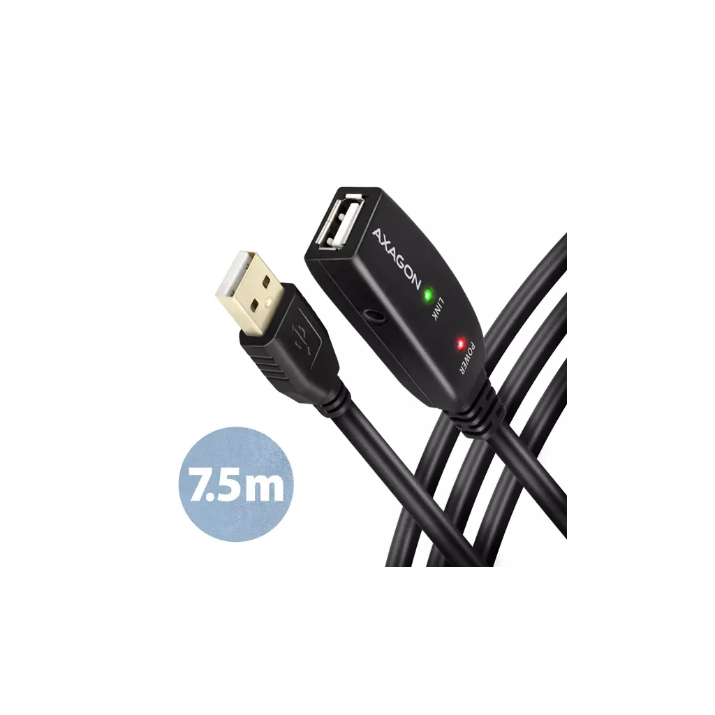 Obrázek produktu AXAGON ADR-207, USB 2.0 A-M -> A-F aktivní prodlužovací / repeater kabel, 7.5m