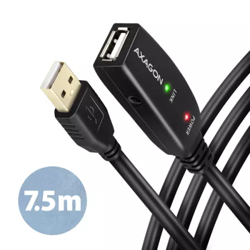 obrázek produktu AXAGON ADR-207, USB 2.0 A-M -> A-F aktivní prodlužovací / repeater kabel, 7.5m