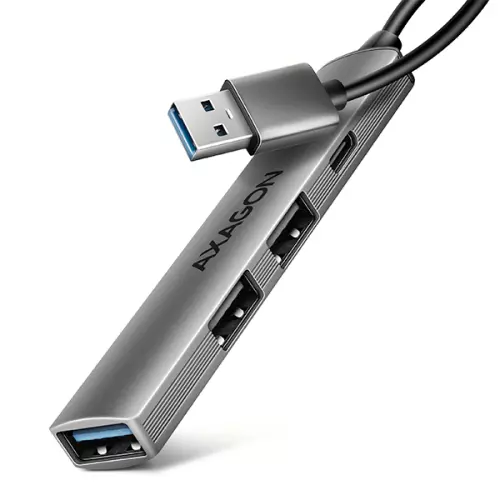 obrázek produktu AXAGON HUE-STA, 4x USB ALU STRIP hub, 1x USB-A 5Gbps, 2x USB-A & 1x USB-C 480Mbps, kabel USB-A 12cm