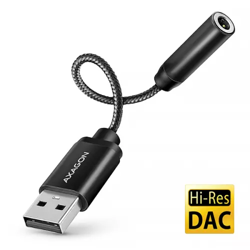obrázek produktu AXAGON ADA-HA, USB-A na 3.5mm jack Hi-Res DAC audio adaptér, 384kHz/32bit, stereo