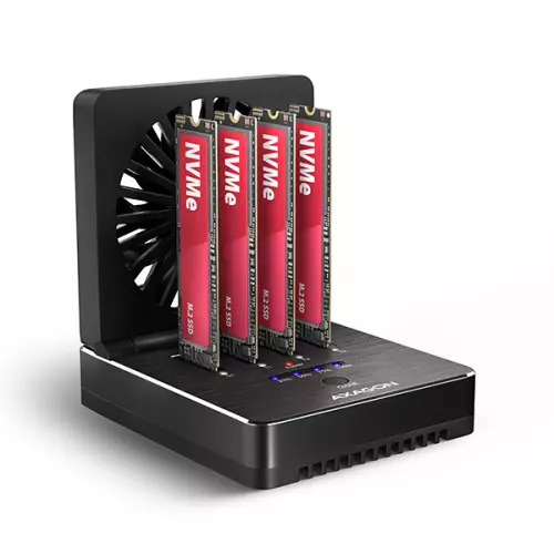 obrázek produktu AXAGON ADSA-M2C44, USB4 dokovací stanice pro 4× M.2 NVMe SSD s funkcí klonování