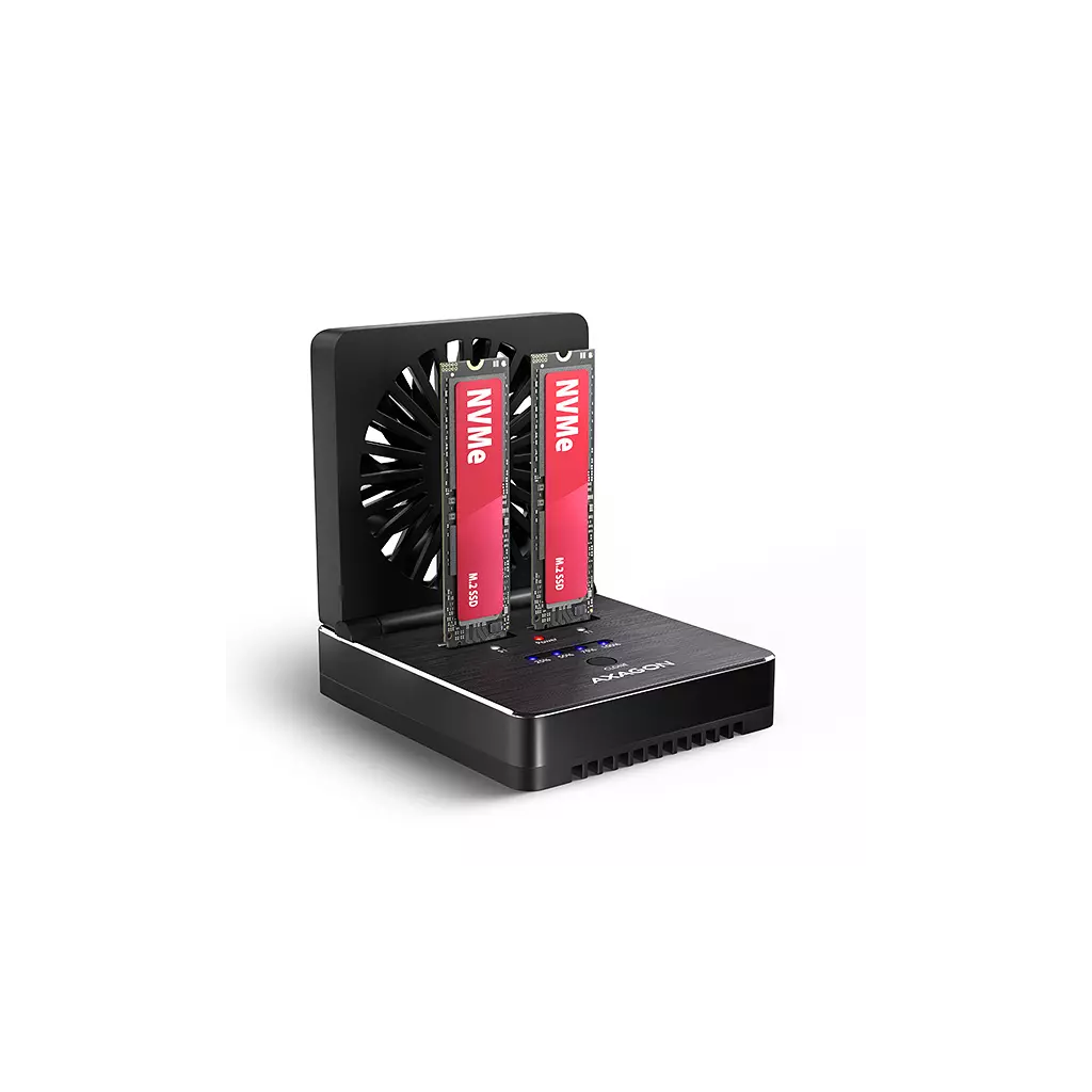 Obrázek produktu AXAGON ADSA-M2C22, USB-C 20Gbps dokovací stanice pro 2× M.2 NVMe/SATA SSD s funkcí klonování