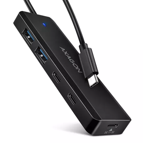 obrázek produktu AXAGON HUE-C2C, 4× USB 5Gbps TRAVEL hub, 2× USB-A + 2× USB-C, USB-C napájení, kabel USB-C 19cm