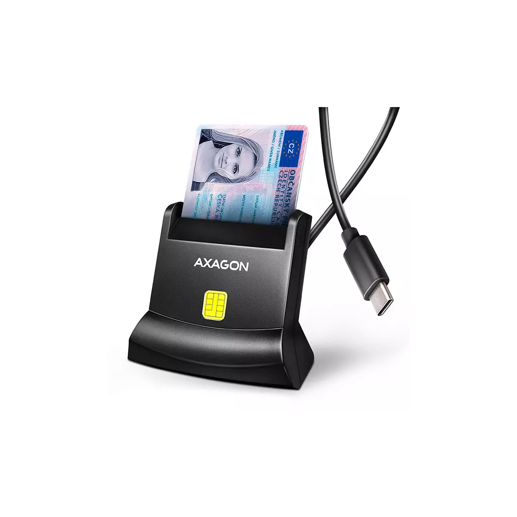 Obrázek produktu AXAGON CRE-SM4NC, USB-C čtečka kontaktních karet Smart Card (eObčanka), stojánková, kabel 1,2 m