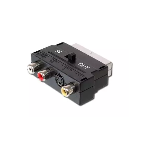 obrázek produktu PremiumCord Adapter SCART-3x cinch + S-video s přepínačem IN/OUT