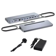 obrázek produktu i-tec USB-C Metal Ergonomic 3x 4K Display Docking Station, PD100W + i-tec Universal Charger 100W