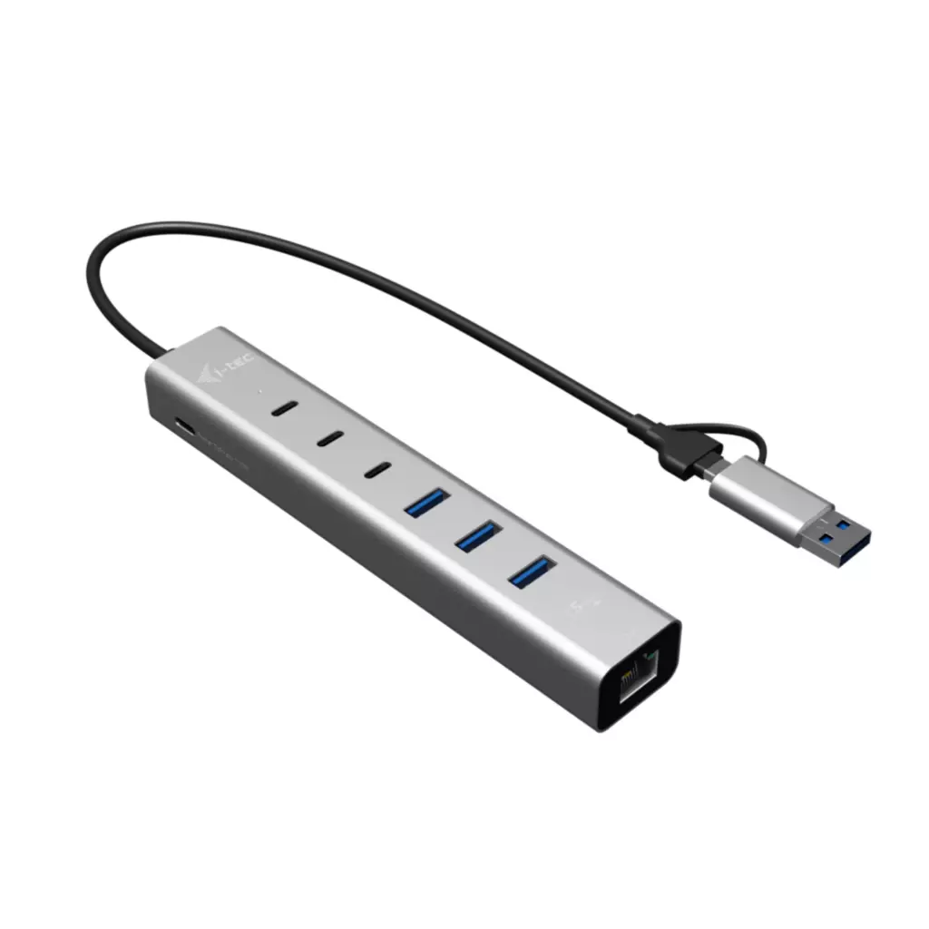 Obrázek produktu i-tec USB-C/USB-A Metal HUB 6 port (3x USB-C, 3x USB-A), LAN, Power Delivery 85W
