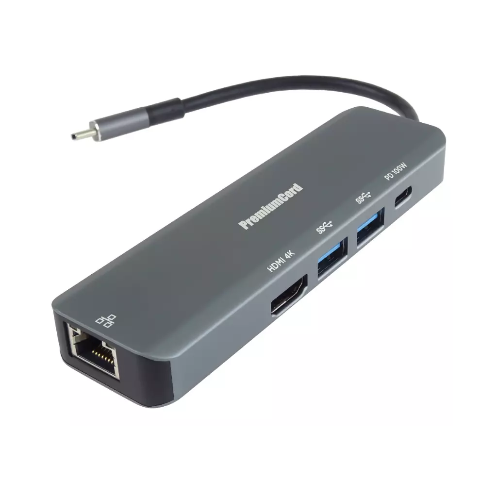 Obrázek produktu PremiumCord USB-C na HDMI, 2x USB3.2, PD 100W,RJ45