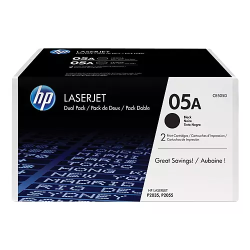 obrázek produktu HP tisková kazeta černá velká, CE505D - 2 pack