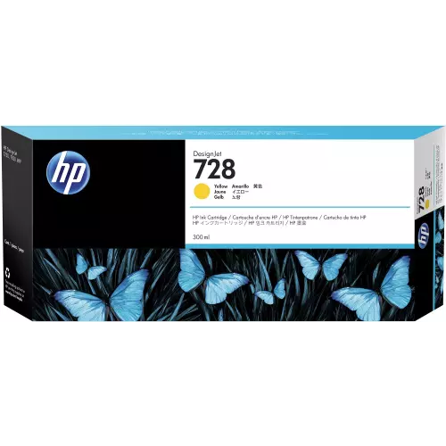 obrázek produktu HP no 728 300-ml žlutá ink. kazeta