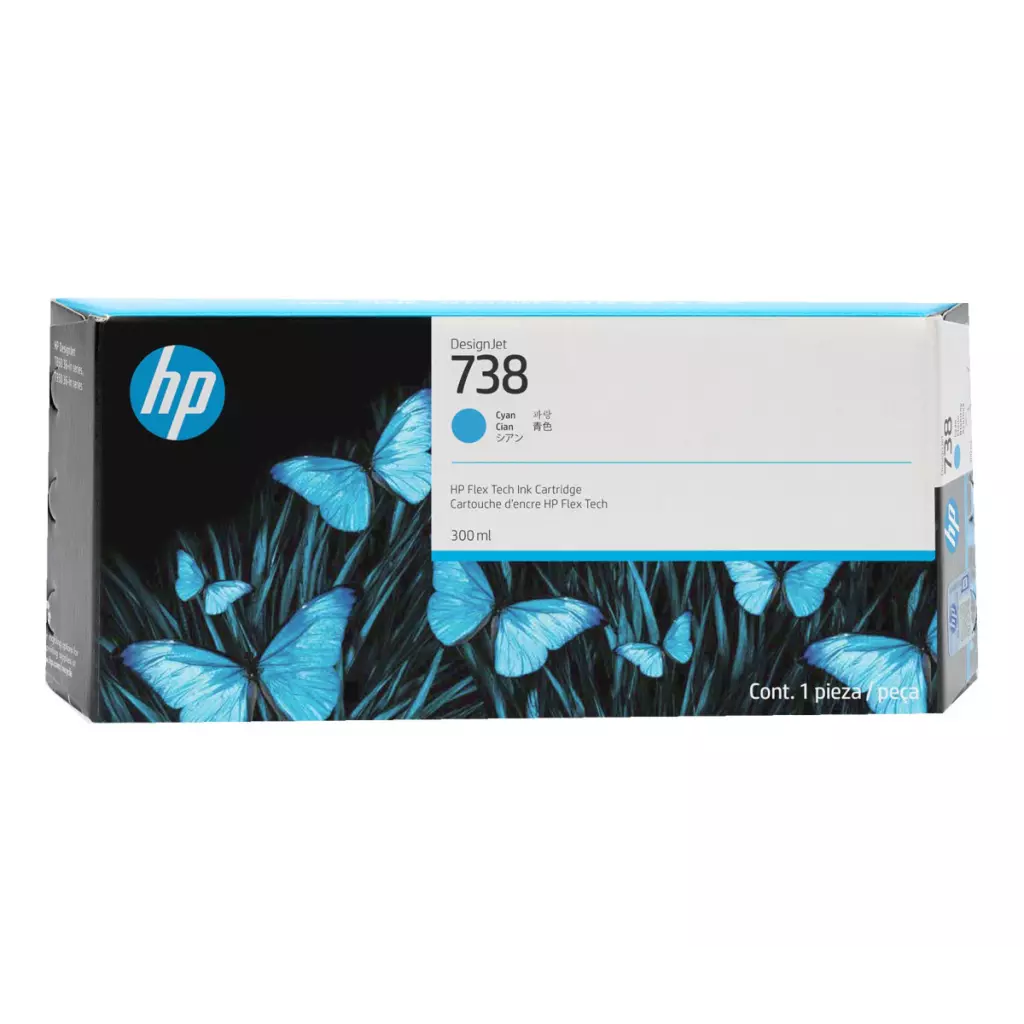 Obrázek produktu HP 738 azurová inkoustová kazeta (300ml), 676M6A