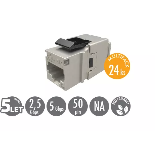 obrázek produktu MULTIPACK 24 ks - rychlozařezávací keystone Solarix CAT5E STP SXKJ-5E-STP-BK-NA