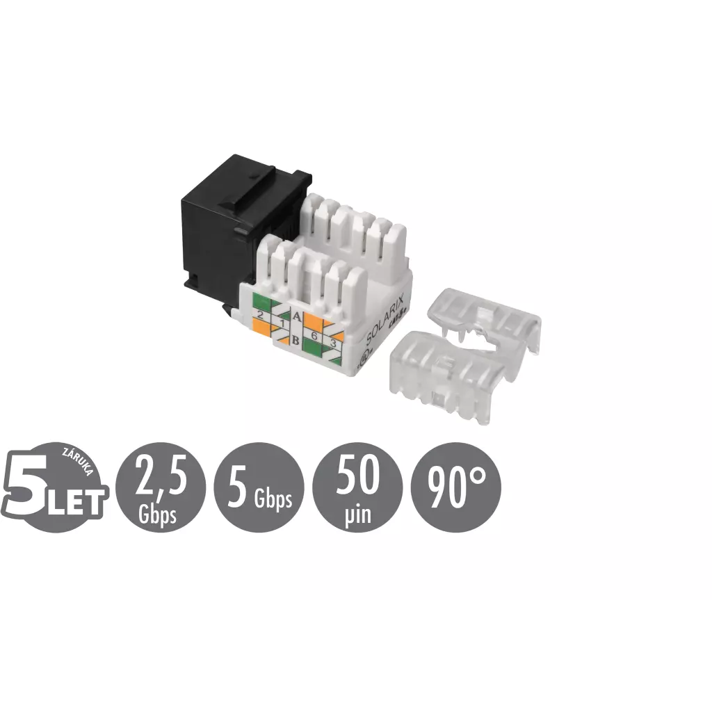 Obrázek produktu Zařezávací keystone Solarix CAT5E UTP svorkovnice 90° SXKJ-5E-UTP-BK-90
