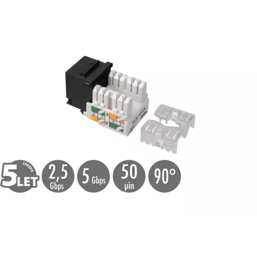 obrázek produktu Zařezávací keystone Solarix CAT5E UTP svorkovnice 90° SXKJ-5E-UTP-BK-90