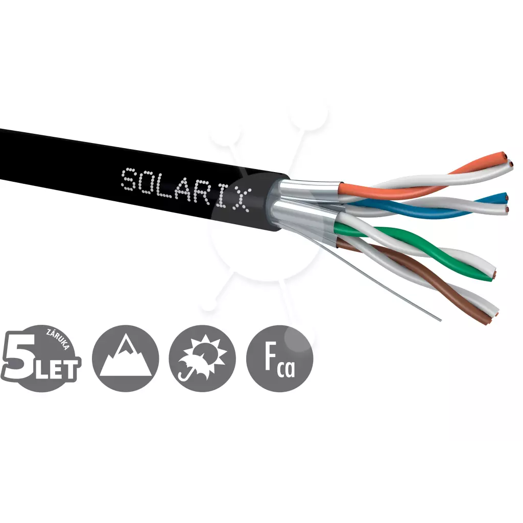 Obrázek produktu Instalační kabel Solarix CAT6A STP PE Fca 500m/cívka venkovní SXKD-6A-STP-PE