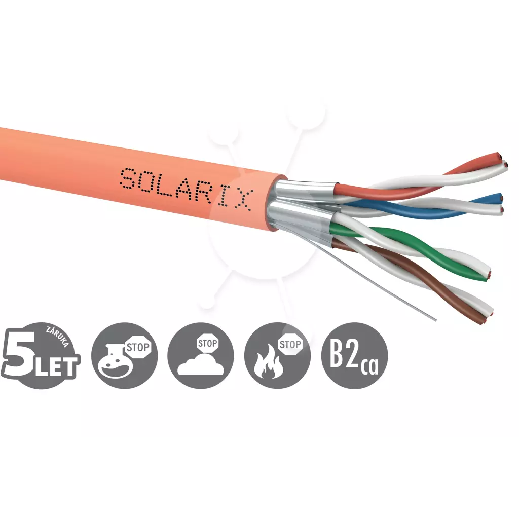 Obrázek produktu Instalacní kabel Solarix CAT6A STP LSOH B2ca-s1,d1,a1 500m/cívka SXKD-6A-STP-LSOH-B2ca