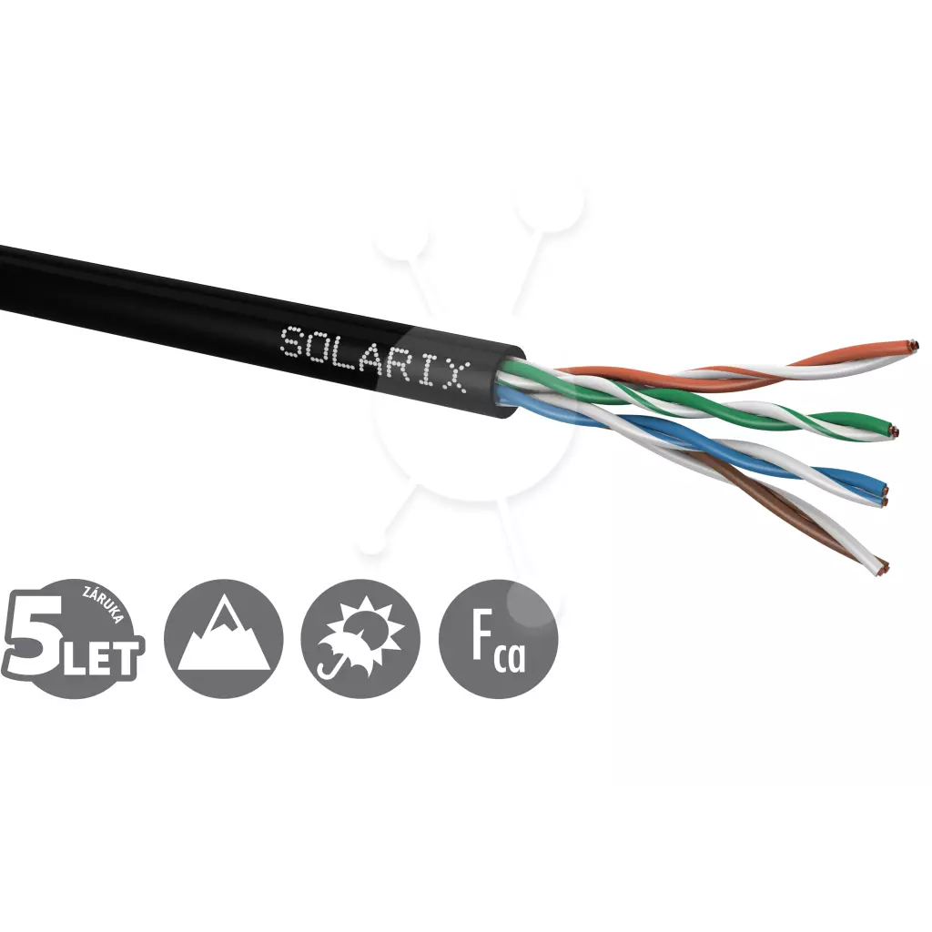 Obrázek produktu Instalační kabel Solarix CAT5E UTP PE Fca venkovní 305m/box SXKD-5E-UTP-PE