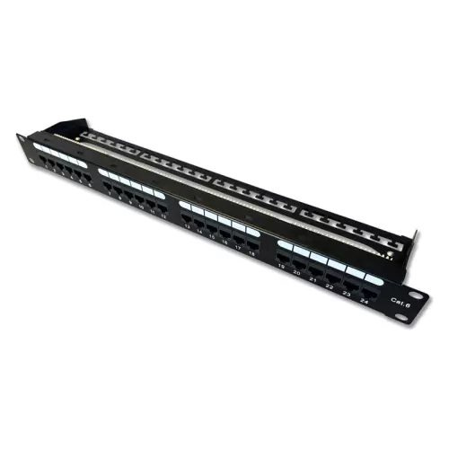 obrázek produktu DATACOM Patch panel 19" UTP 24 port CAT6 DUAL 1U BK (4x6p) VL
