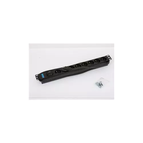 obrázek produktu 19" 8xCZ zásuvka,bleskojistka,3x1.5mm 2m RAL9005