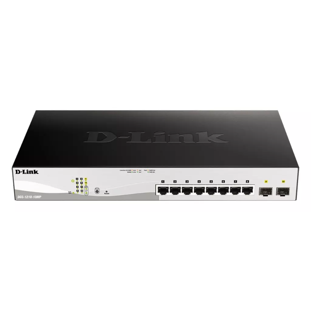Obrázek produktu D-Link DGS-1210-10MP/E 10-Port Gigabit PoE+ Smart Switch inc. 2x SFP Ports, POE budget 130W