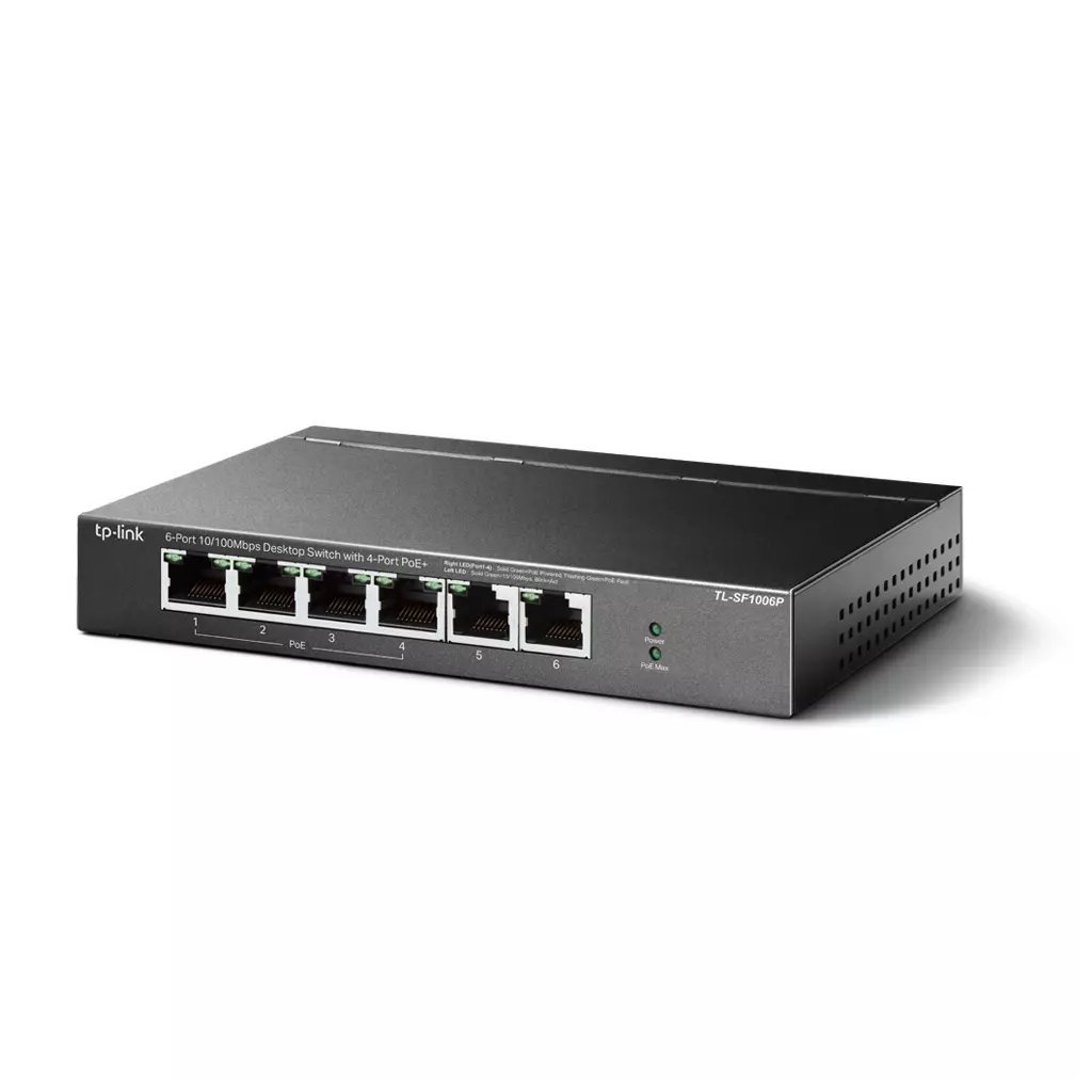 Obrázek produktu TP-link TL-SF1006P 6x10/100 (4xPOE+) 67W kovový CCTV switch