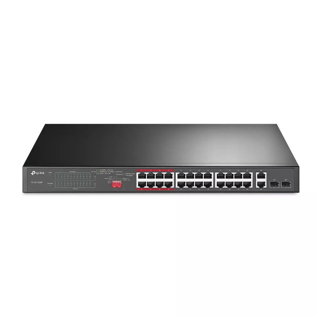 Obrázek produktu TP-Link TL-SL1226P 24xFE POE+ 250W 2xGb 2xSFP CCTV switch