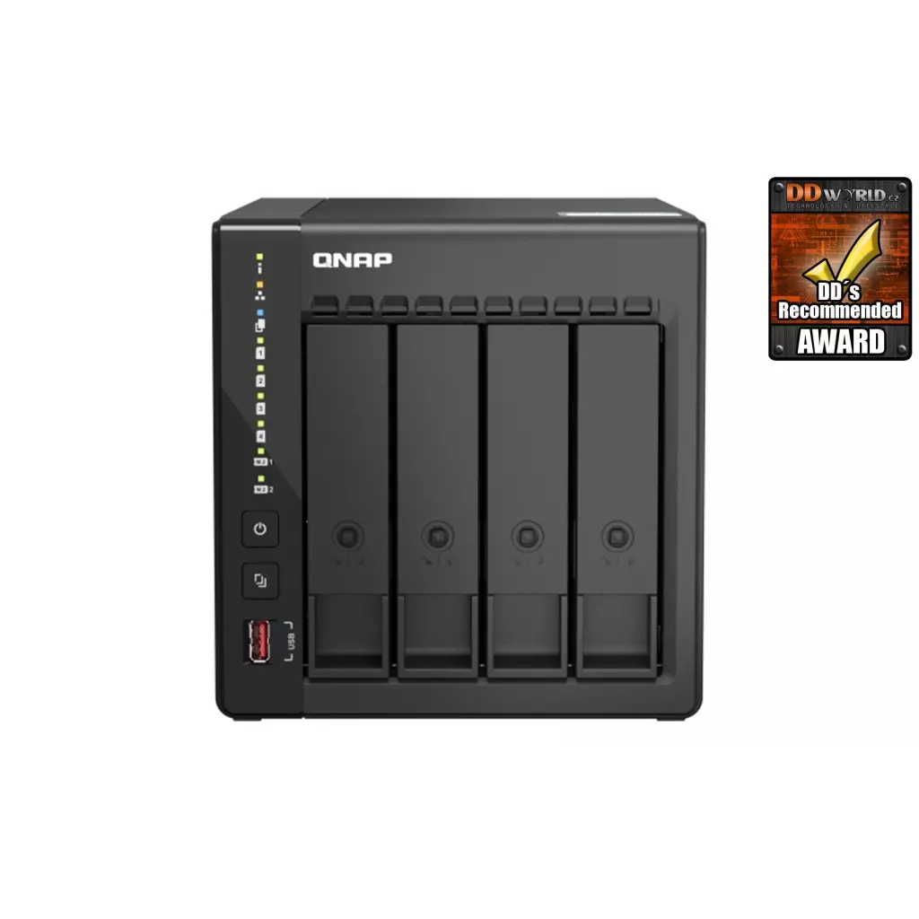 Obrázek produktu QNAP TS-453E-8G (4core 2,6GHz, 8GB RAM, 4x SATA, 2x M.2 NVMe slot, 2x HDMI 4K, 2x 2,5GbE, 4x USB)