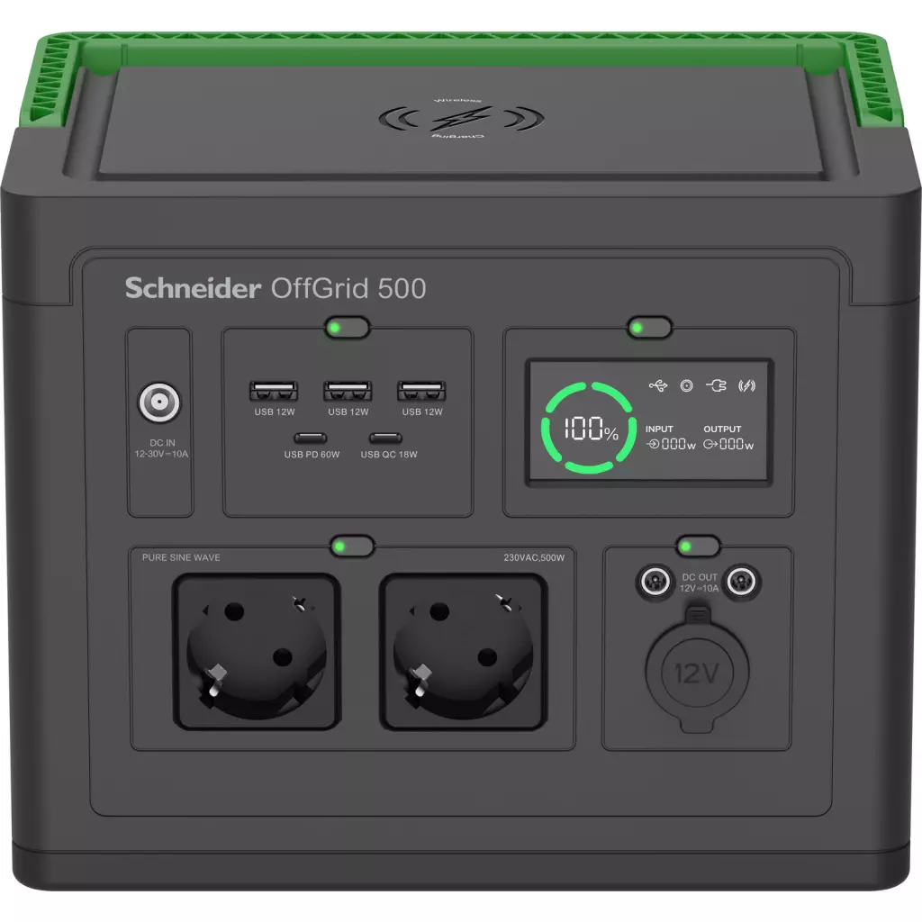 Obrázek produktu Schneider OffGrid Portable Power Station 500, 517Wh Lithium-ion, 2 Schuko, Sinewave