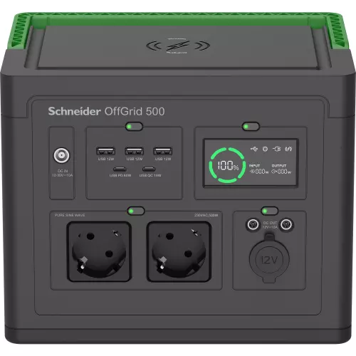 obrázek produktu Schneider OffGrid Portable Power Station 500, 517Wh Lithium-ion, 2 Schuko, Sinewave