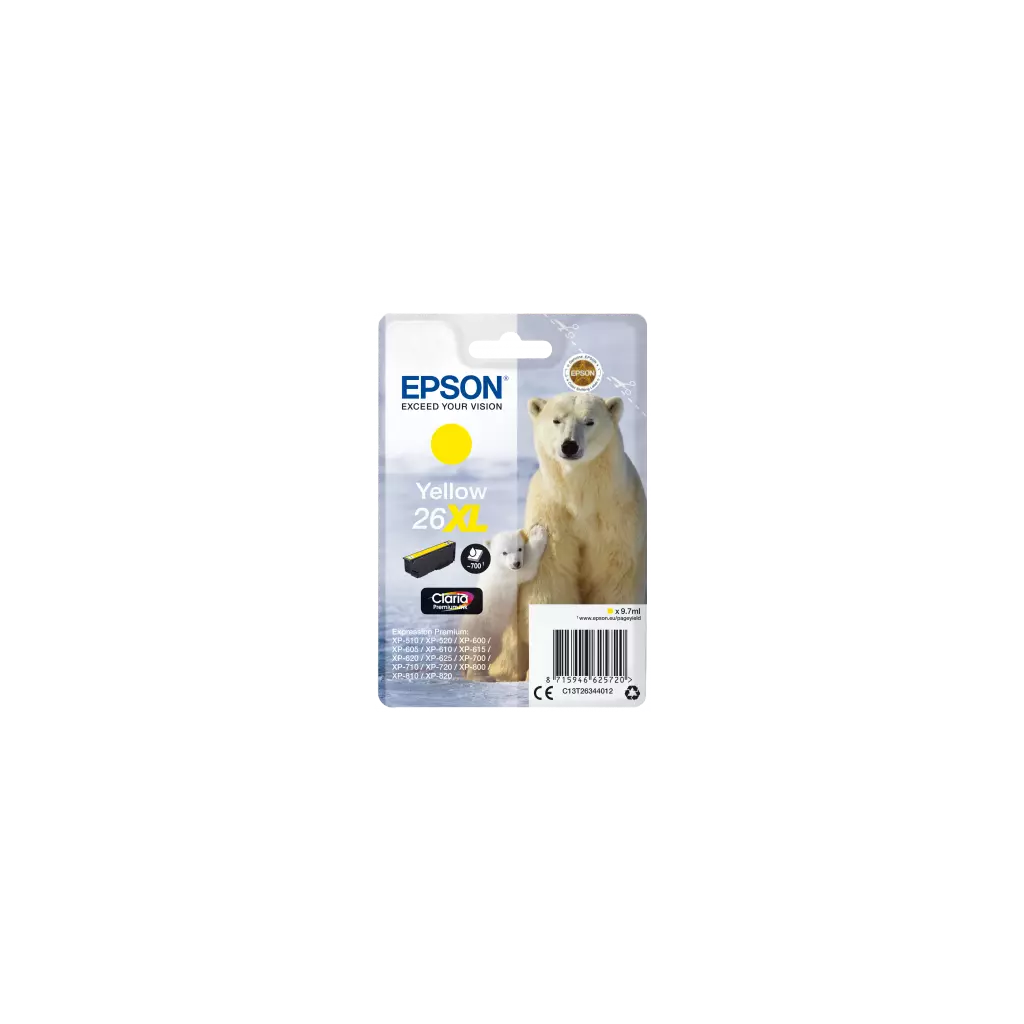 Obrázek produktu Epson Singlepack Yellow 26XL Claria Premium Ink