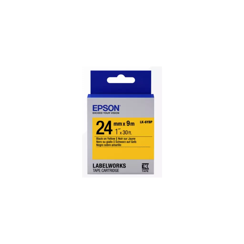 Obrázek produktu Epson Label Cartridge Pastel LK-6YBP Black/Yellow 24mm (9m)