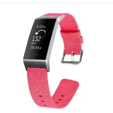 obrázek produktu Mobilly řemínek pro Fitbit Charge 3, velikost L, kov+canvas, červený