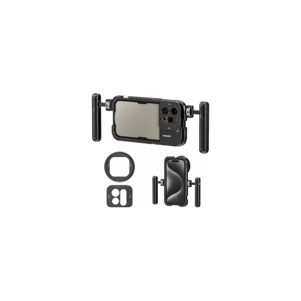 Obrázek produktu Neewer PA024k sada, ultra stabilizační klec + 2x rukojeť pro iPhone 15 MAX, 15 PRO MAX
