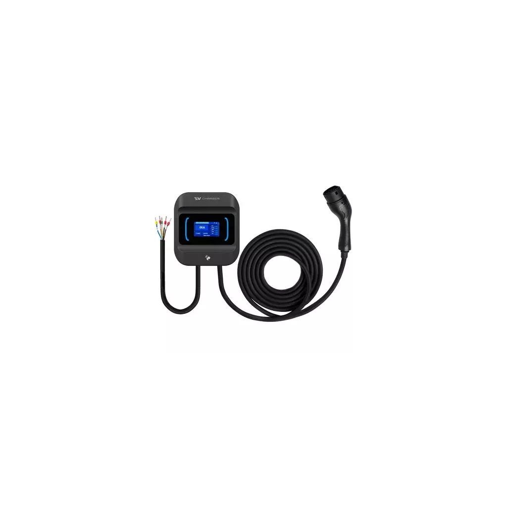 Obrázek produktu AUXUS Wallbox 22kW EV nabíjecí stanice pro elektromobily, aplikace, 5m kabel, APP+RFID, černá