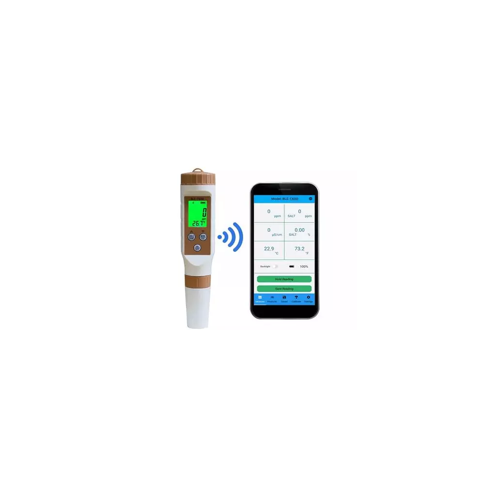 Obrázek produktu Digitální tester kvality vody OmkoTech UNI 7v1, nejen pro bazény, bluetooth aplikace