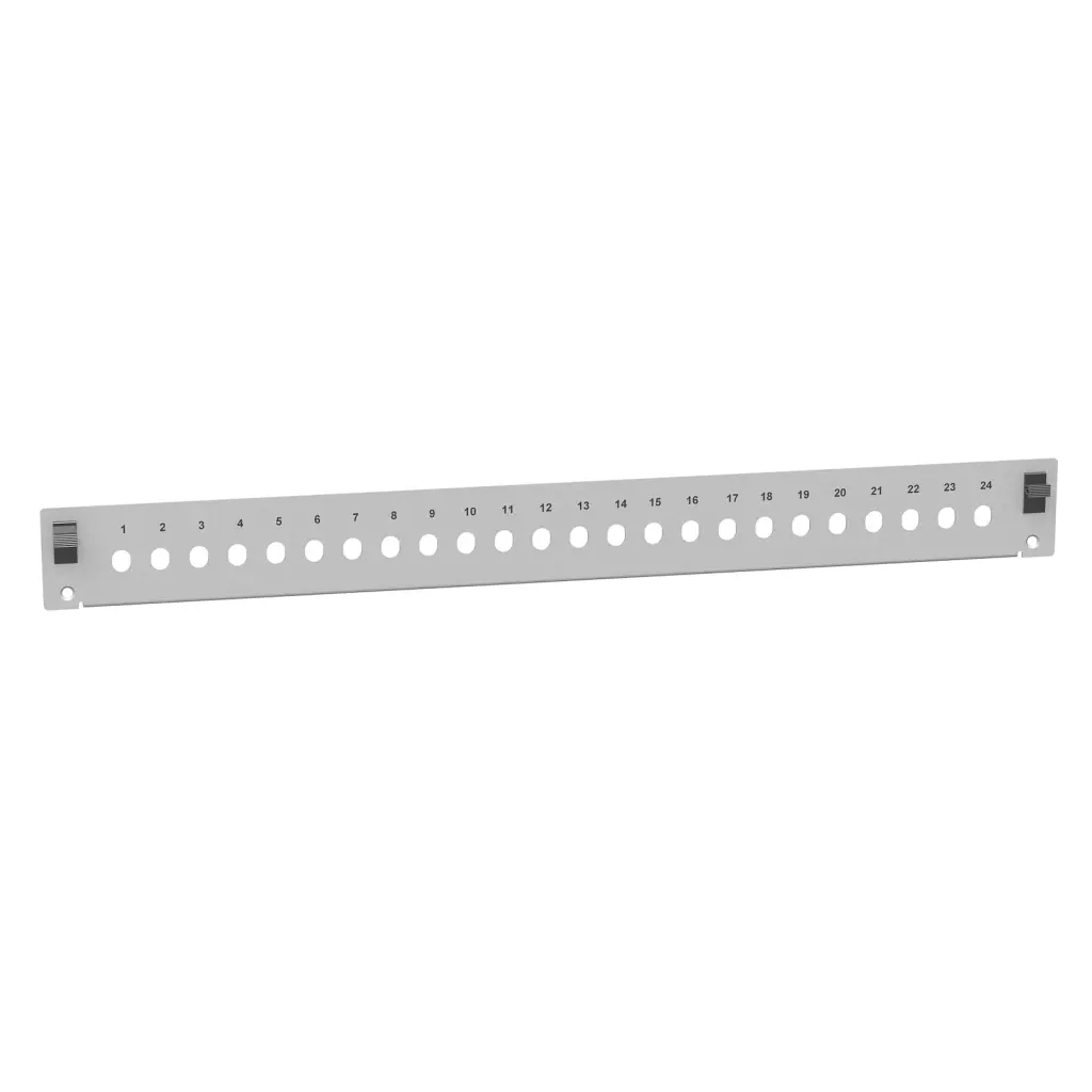 Obrázek produktu Solarix Čelo optické vany 1U pro 24 ST simplex RAL 7035 s montážními otvory v2 FP2-1U-24ST-G