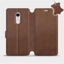 obrázek produktu Luxusní flip pouzdro na mobil Xiaomi Redmi Note 4 Global - Hnědé - kožené - L_BRS Brown Leather