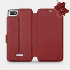 obrázek produktu Luxusní flip pouzdro na mobil Xiaomi Redmi 6A - Tmavě červené - kožené -  L_DRS Dark Red Leather