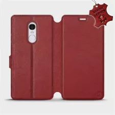 obrázek produktu Luxusní flip pouzdro na mobil Xiaomi Redmi Note 4 Global - Tmavě červené - kožené -  L_DRS Dark Red Leather