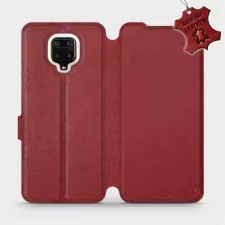 obrázek produktu Luxusní flip pouzdro na mobil Xiaomi Redmi Note 9 Pro - Tmavě červené - kožené -  L_DRS Dark Red Leather