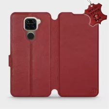 obrázek produktu Luxusní flip pouzdro na mobil Xiaomi Redmi Note 9 - Tmavě červené - kožené -  L_DRS Dark Red Leather