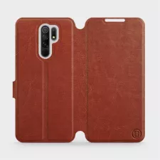 obrázek produktu Flipové pouzdro na mobil Xiaomi Redmi 9 v provedení C_BRS Brown&Gray s šedým vnitřkem