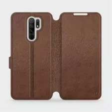 obrázek produktu Luxusní flip pouzdro na mobil Xiaomi Redmi 9 - Hnědé - kožené - L_BRS Brown Leather