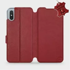 obrázek produktu Flipové pouzdro na mobil Xiaomi Redmi 9A / 9AT - Tmavě červené - kožené -  L_DRS Dark Red Leather